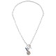 Silver Necklace with T-Bar Clasp & Enamel Evil Eye
