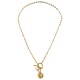 Collar de Oro con Cierre en T y Ojo Turco Esmaltado