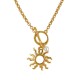 Gold Necklace with T-Bar Clasp & Sun Pendant