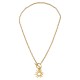 Gold Necklace with T-Bar Clasp & Sun Pendant