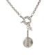 Silver Necklace with Round Pendant Featuring Embossed Line