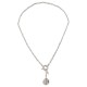 Silver Necklace with Round Pendant Featuring Embossed Line