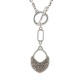 Silver Necklace with T-Bar Clasp & Embossed Ethnic Pendant