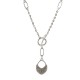 Silver Necklace with T-Bar Clasp & Embossed Ethnic Pendant