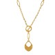 Gold Necklace with T-Bar Clasp & Embossed Ethnic Pendant