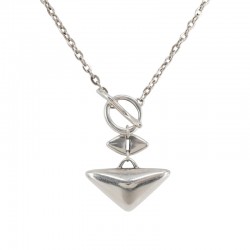 Geometric Necklace with Metal Rhombus and T-Bar Clasp
