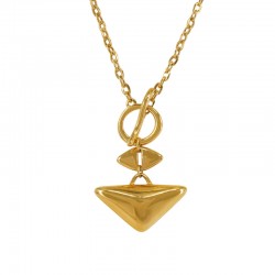Geometric Necklace with Metal Rhombus and T-Bar Clasp