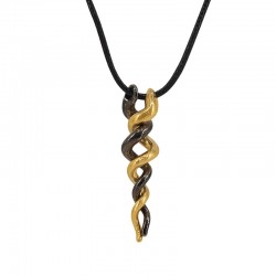 Collana con Pendenti Rotanti in Metallo Nero e Oro