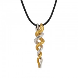 Collier avec pendentifs métalliques rotatifs dorés et argentés