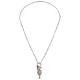Collana con Pendente a Forma di Pesce in Metallo Argento e Chiusura a T