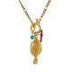 Collier avec Pendentif Poisson en Métal Doré et Fermoir en T