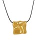 Necklace with Hammered Gold Metal Square Pendant