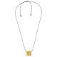 Collier avec pendentif carré en métal doré martelé