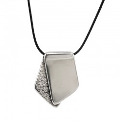 Necklace with Textured Silver Geometric Trapezoid Pendant