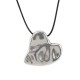 Collana con Cuore Argentato Testurizzato e Cordoncino a Serpentina