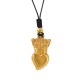 Collier avec Cœur Doré et Couronne sur Cordon Serpent Noir