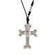 Necklace with Silver Cross, Heart & Snake Cord