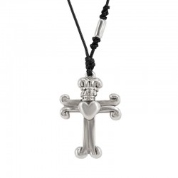 Collier avec Croix. Cœur. Serpent en Argent