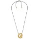 Collier avec Pendentif en Spirale en Métal Doré sur Cordon Noir
