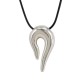Necklace with Silver Curved Pendant & Black Cord