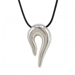 Collier avec Pendentif Argenté Incurvé et Cordon Noir