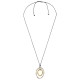 Collana con Pendente Ovale Asimmetrico in Argento e Cordino Nero