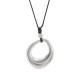 Necklace with Asymmetric Silver Metal Rhombus on Black Cord