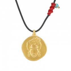 Collana con intreccio Frida & DNA in metallo dorato su cordino nero