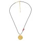 Necklace with Gold Metal Frida & DNA Braid on Black Cord