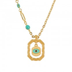 Collier avec cadre métallique et œil maléfique en émail