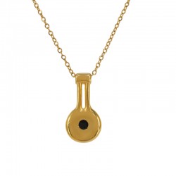 Collier Minimaliste avec Pendentif Géométrique et Émail Noir