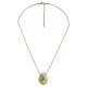 Collier en Or avec Pendentif Asymétrique et Émail Turquoise