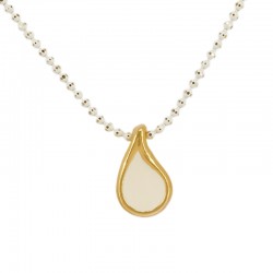 Collier avec Pendentif Goutte en Métal et Émail Ivoire
