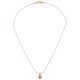 Collier avec Pendentif Métallique et Émail Rose Pailleté