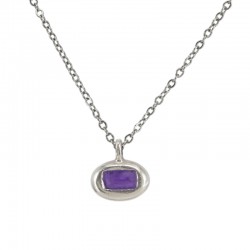 Necklace with Oval Purple Enamel Charm & Delicate Chain