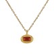 Necklace with Oval Red Enamel Charm & Delicate Chain