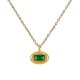 Necklace with Oval Green Enamel Charm & Delicate Chain