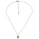 Collier avec pendentif ovale vertical en émail turquoise et chaîne