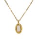 Collier avec Pendentif Ovale Vertical en Émail Ivoire et Chaîne