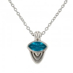 Collier avec Breloque Géométrique. Émail Turquoise et Courbes