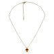Collier avec Breloque Géométrique. Émail Rouge et Courbes