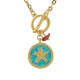 Collana con Stella Marina in Metallo Smalato Turchese e Chiusura a T