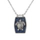 Collana con Ciondolo in Metallo Smalato Blu e Tartaruga
