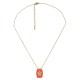 Necklace with Orange Enamel Metal Tag & Turtle Design