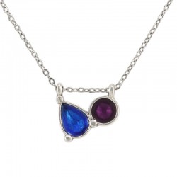 Collier avec Pendentif Géométrique en Métal et Émail Bleu