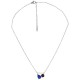 Collier avec Pendentif Géométrique en Métal et Émail Bleu