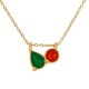 Collar con colgante metálico geométrico con esmalte rojo