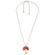 Collar con semicírculo metálico con esmalte rojo y lágrima