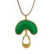 Collana con Semicerchio in Metallo con Smalto Verde e Goccia