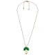 Collana con Semicerchio in Metallo con Smalto Verde e Goccia